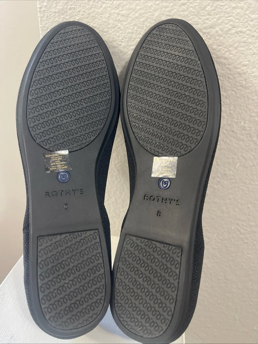 Rothy's  Flats Women's Size 8 Knit Black  Shoes New Without Box